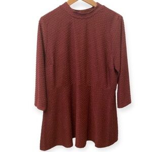 Motherhood Maternity Top Blouse Swiss Dots Maroon Burgundy Peplum Stretch Sz 1X